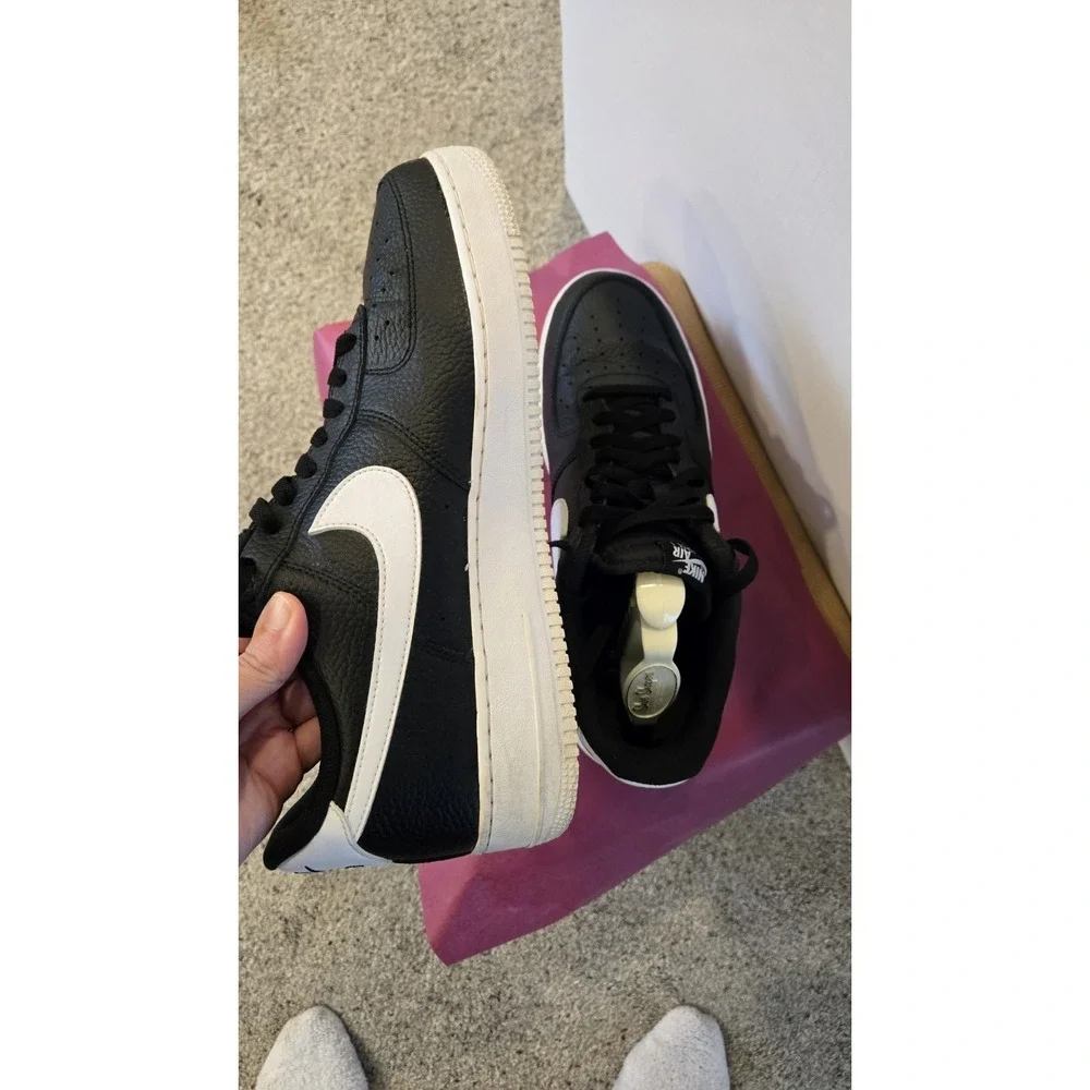 Nike Air Force 1 '07 Blk White Leather Sneakers Men's 12 CT2302-002 Classic AF1